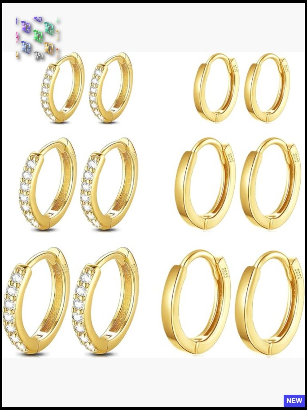 6 Pairs Sterling Silver Small Hoop Earrings For Women Hypoallergenic Huggie